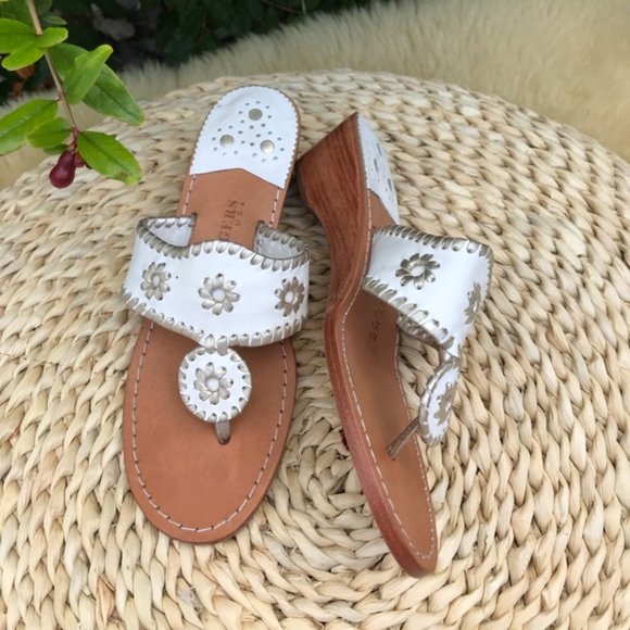 ❄️Jack Rogers white and platinum whip stitch Sz 8 - Picture 2 of 6